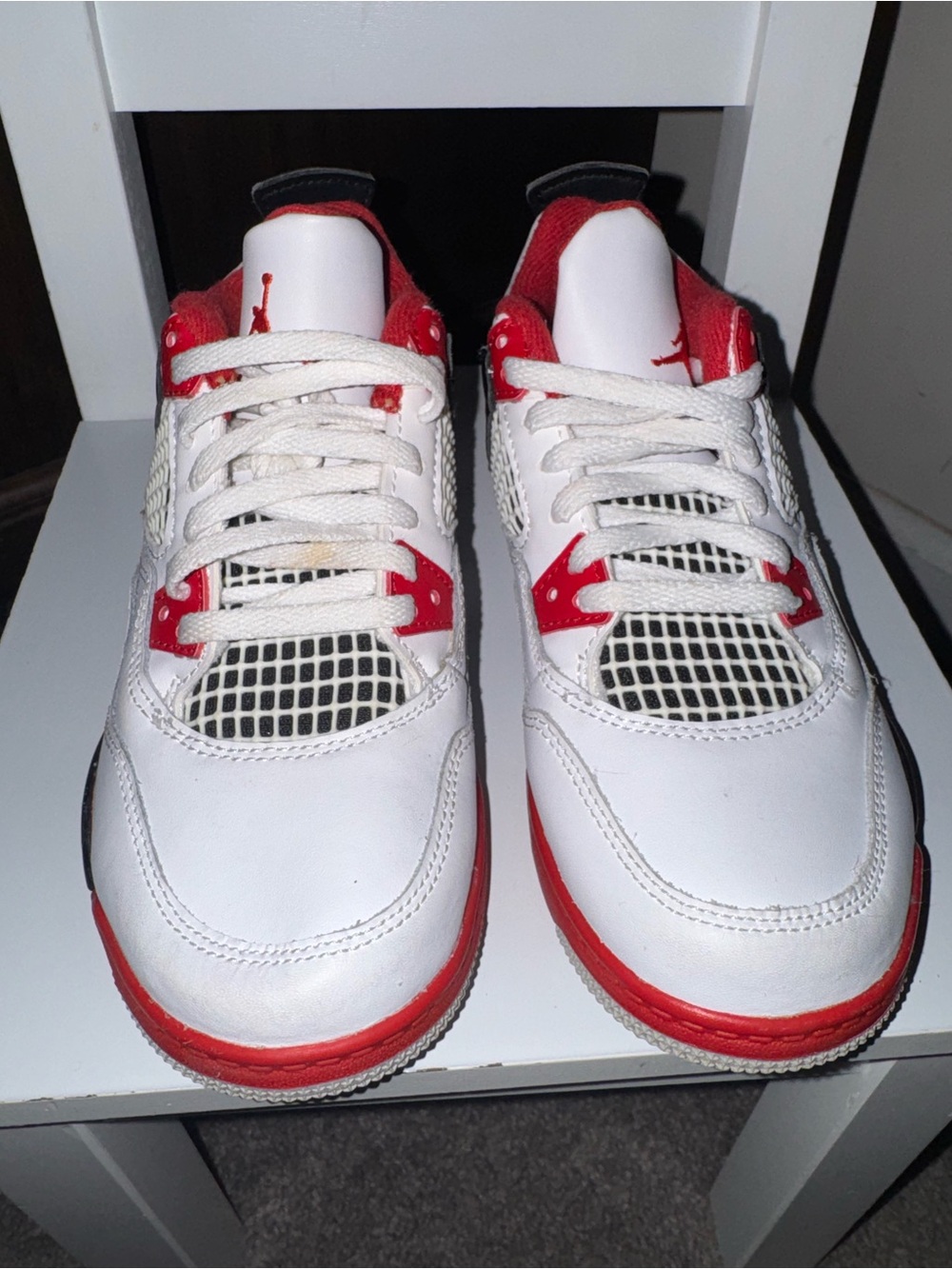 Jordan Kids White and Red Retro Style Sneakers